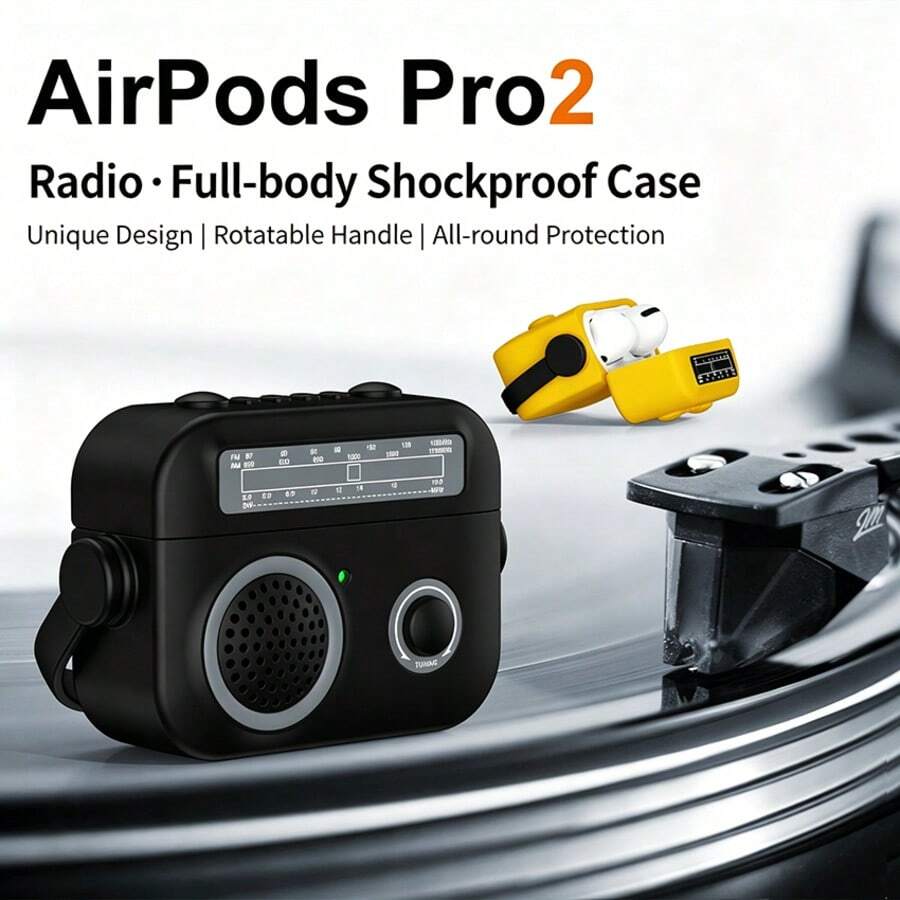 1pc Creative Radio Design TPU Soft Protective Case With Lock Buckle Stand For Airpodspro3 Bluetooth Earphones 4th Gen - Multicolor - View 1