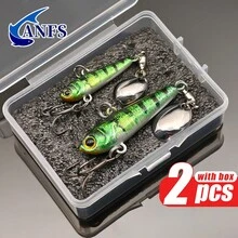 ANFS 2pcs VIB Fishing Lures With Tackle Box, Metal Rotating Shiny Fish Bait, Suitable For Bass And Trout - Multicolor - View 8