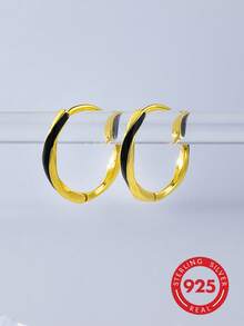 1 Pair Elegant 925 Silver Mobius Loop Resin Dangle Earrings For Women, Suitable For Daily, Party, Date - Gold - View 7