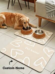 1 pièce Tapis de nourrissage personnalisé avec nom d'animal de compagnie, set de table personnalisé pour animal de compagnie, matériau en terre de diatomée, décoration d'intérieur, cadeau parfait pour les amoureux des animaux de compagnie, convient aux mamans de chiens, papas de chats, famille et amis, cadeau d'anniversaire et d'occasion spéciale - Multicolore - Voir 2