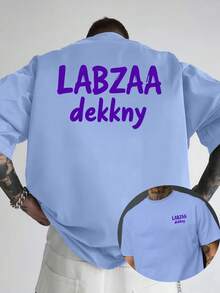 LABZAA, nueva camiseta de cuello redondo para hombre con estampado de doble cara en la parte delantera y trasera, estilo casual, deportivo, moderno y holgado para estudiantes y adolescentes, - Negro - Ver 8