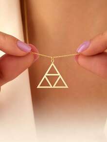 suteyi Trident Triangle Pendant Necklace - 18K Gold Plated Minimalist Inspired Jewelry - Multicolor - View 6