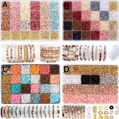Red Clay Polymer Beads, Soft Clay Flat Round Beads, Bracelet Necklace Jewelry Making, Birthday Gift Creative Crafting
