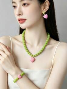 Bộ trang sức 4 món/bộ gồm vòng cổ, vòng tay và hoa tai đính hạt, phong cách retro cá tính dành cho nữ - Bộ trang sức hạt phật giáo - Xem 15