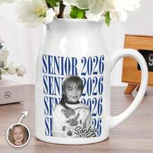 Custom Photo Premium Vintage Portrait - Personalized Ceramic Vase - White - View 3