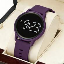 ZOEA 1 pieza Reloj digital minimalista para mujer,correa de silicona ultra suave, pantalla LED clara,ligero y cómodo, ideal para uso diario,regalo perfecto - Morado - Ver 2