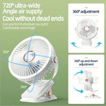 Clip-On Camping Fan, Rechargeable Desktop Portable Air Circulation Fan, Wireless Ceiling Fan With LED Light, Home Clip-On Fan, 800mAh - Multiple Styles - View 2
