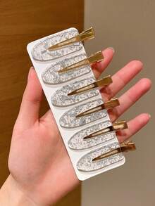 6件組女款甜美透明色波點印花無縫髮夾，側瀏海鱷魚夾，優雅蓬鬆頂部髮夾，日常妝容定位髮針，適合約會、海邊度假、搭配洋裝、日常出遊、髮型裝飾配件、日常聚會、情人節禮物，青春感，滿足日常搭配需求，海邊度假，輕鬆打造，實用好物！髮爪 - 彩色 - 查看 7