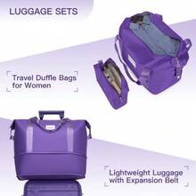 Luggage Set, 6-Piece, With Travel Bags, Hard-Shell Suitcases With Expandable Surface And Wheels, Mocha - Purple - View 5