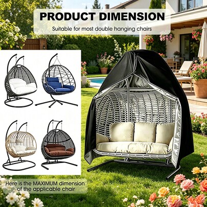 1pc UV Protection Oxford Fabric Egg-Shaped Hanging Chair Cover, Suitable For Single And Double Models, Zipper Closure Outdoor Hanging Chair Cover, Fits Patio Garden Furniture, Egg-Shaped Dome Sunshade Cover, Outdoor Seat Cover, Holiday Season, Yard Outdoor Use, Mother's Day Gift, Multi-Person Hanging Chair Cover, Single Hanging Chair Cover, Suitable For All Seasons Outdoor Use, Garden Use
