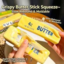 1pc Crispy Butter Stick Squeeze Toy, Soft And Squishy Stress Relief Toy With Crunchy Sound And Feel, Ultra-Soft Material, Shapeable And Reboundable, Suitable For Teens To Reduce Stress, With Packaging Box, Birthday Gift, Holiday Gift, Perfect Gift, Toy - Multicolor - View 4
