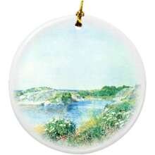 Caballero Childe Hassam Arte el pequeo Estanque diseo Ronda a Doble Cara de Porcelana Navidad Ornamentos - inicial - Ver 3