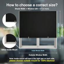 Out Roller Window Shades Cordless Blinds For Indoor Windows No Tools No Drill Pull Down Window Shades Thermal Insulated Fabric UV For Home Office Bedroom Door 36''W X 72''H - Black - View 3