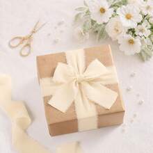 3rolls One Pack,15yard White Chiffon Ribbon, Fringe Fabric Ribbon, Handmade Wedding Bouquets Material, Gift Packaging Materials, Cake Decor Ribbon, Clothing Decor, Wedding Decor, Party Decor, Gift Decor, Bow Decor - Ivory - View 5