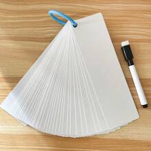 Lachilly 40 Pcs Blank Dry‑Erase Flash Cards With Ring & Marker, Rewritable White Blank Learning Cards, DIY Writable Study Cards, Homeschool Classroom Custom Word Practice Flashcards For Kids - White - View 2