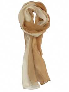 1pc Women's Minimalist Classic Gradient Color Lightweight Chiffon Scarf, Skin-Friendly Comfortable Sun Protection Shawl, Suitable For Daily Use - Khaki - View 4