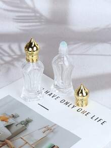 1個 10ml/0.34oz 復古雕花透明玻璃滾珠瓶，可重複填充空滾珠瓶配金色洋蔥頂蓋，防漏阿拉伯風香水精油瓶，便攜旅行化妝品容器，適用於芳療唇油精華液 - 彩色 - 查看 6