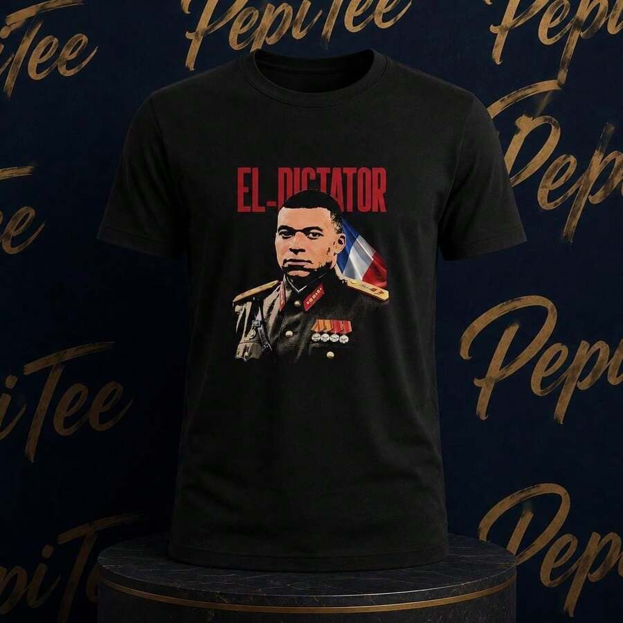 Kylian Mbapp The Dictator T-Shirt Humorous French Football Design Premium Unisex Black T-Shirt Football Fan Gift - 黑色 - 查看 1