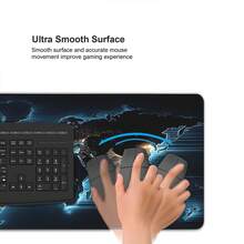 1 Stück große Weltkarte Mauspad, blau leuchtendes Design im Dunkeln, Gummibasis, 35,4 X 15,7 Zoll, rechteckige Schreibtischunterlage für Gaming und Büro PC Zubehör, - Laptop Mauspad | Schulbedarf | Gaming Setup | Büro Zubehör - Weltkarte (blau) - Übersicht 4