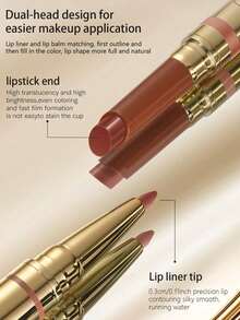 OUT OF OFFICE 2-In-1 Glossy Lip Balm & Lip Liner Set, Glossy Hydrating, Smooth Color, Smudge-Proof, Moisturizing, Lightweight, 2-In-1 Magic Stick, All-In-One Touch-Up Tool, Essential For Photo Makeup, 1.3g+300mg/0.056oz - 05 - View 8