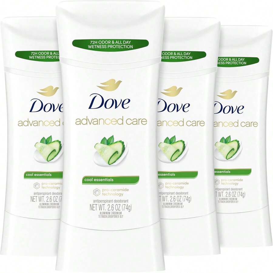 Dove Advanced Care Antiperspirant Deodorant Stick Cool Essentials 4 Ct For Helping Your Skin Barrier Repair After Shaving 72 Hour Odor Control And Sweat Protection With Pro Ceramide Technology 2.6 Oz Variant 6 - 涼爽的 - 查看 1