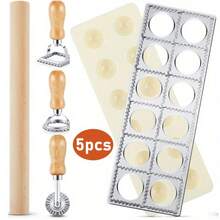 5pcs Ravioli Mold Set With Ravioli Maker Press, Pasta Cutter Stamp Maker And Rolling Pin, Pasta Making Tools For Pasta, Ravioli, Lasagna, Pie Pastry - View 8