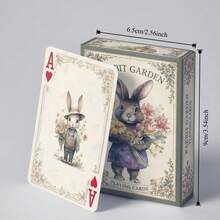 YFOPEN Garden Cute Rabbit Paper Playing Cards, Fresh Pastoral Style, Home Leisure Card Game, Party Interactive Tabletop Cards, Adorable Rabbit Poker Cards, Garden Scene Fun Design, Warm Healing Art Style - Multicolor - View 5