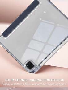 1件透明壓克力三折深藍色平板保護殼，相容 iPad Mini6/Mini7/9.7/10.2/10.5/Air4/Air5/10.9/Pro 11 吋/10代/Pro11-In.(M4)-2024/Air 7(M3)2025(11吋)/Air 8(M4)2026(11吋)/(A16) 11 吋 11 代 2025 型號，三折支架、內置筆槽、高透明壓克力背蓋、防摔、休眠/喚醒，簡約/經典/休閒，不含筆，部分型號配有相機框 - 深藍 - 查看 5