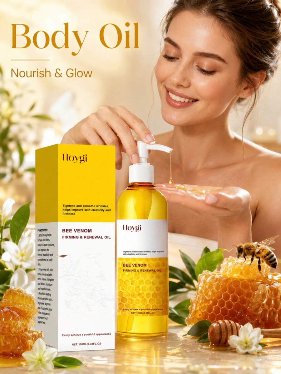 Hoygi 100ml Bee Venom Body Care Oil, Bee Venom Essential Oil, Moisturizing Hydrating Body Oil For Full Body Use, Body Shaping Care Oil, Gentle Non-Irritating, Alcohol-Free, Relaxing - Bee Essential Oil - View 1