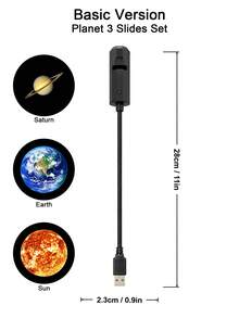 行星和月亮投影灯，360° 可旋转装饰灯，可爱的氛围营造器，便携式 USB 供电 LED 投影仪，用于墙壁和天花板装饰，LED 星空氛围灯 - 黑色 - 查看 17