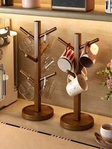 Mug Tree Holder - Coffee Cup Rack With Hooks, Non-Slip Kitchen Storage Rack, Suitable For Countertop, Perfect For Home And Cafe Decor - Multicolor - View 1