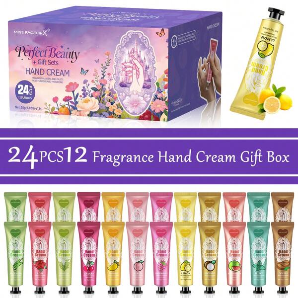 24pcs Hand Cream Gift Set, Deep Moisturizing Long-Lasting Hydration For Dry And Peeling Skin, Portable For Daily Use, Holiday Gift