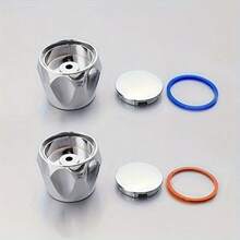 2pcs Universal Cold & Hot Water Faucet Control Handles, Mirror Diamond Texture Faucet Knobs - Red - View 7