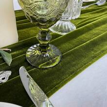 Velvet Table Runner 20 X 120 Inches 10ft Luxurious Thick Soft Velvet Christmas Thanksgiving Wedding Reception Table Runner For Party Reception Decorations - Olive Green - View 5