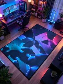 1pc Neon Geometric Fragment Floor Mat Decorative Rug, Bedroom Decor, Floor Mat, Carpet, Home Decor, Living Room Rug, Living Room Small Rug, Bedroom Rug, Living Room Home Decor, Outdoor Rug, Washable Rug - Multicolor - View 2