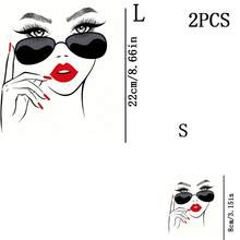 1/2/3PCS Red Lips Makeup Beauty Heat Transfer Stickers, DIY Iron-On Patches Suitable For T-Shirts, Pillow Decoration - Multicolor, Washable Plastic Appliques, Durable, Suitable For T-Shirts, Sweatshirts, Jeans, Bags And Hats - Multicolor - View 3