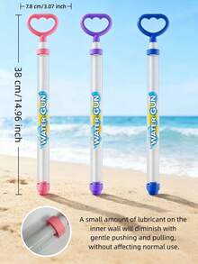 3 piezas Juguetes de pistola de agua con forma de fuegos artificiales de alta presión y de extracción, juguetes de pistola de agua portátiles adecuados para parejas y niños para usar en la piscina, la playa, el patio trasero y otras actividades acuáticas al aire libre en verano - Multicolor - Ver 9