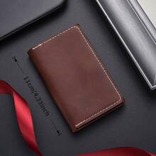 1 Piece Men's Solid Dark Green Bifold Wallet, Smooth Plain Surface Contrast White Stitched Edge Foldable Multi Card Cash Storage Purse For Business Da - Multicolor - View 3