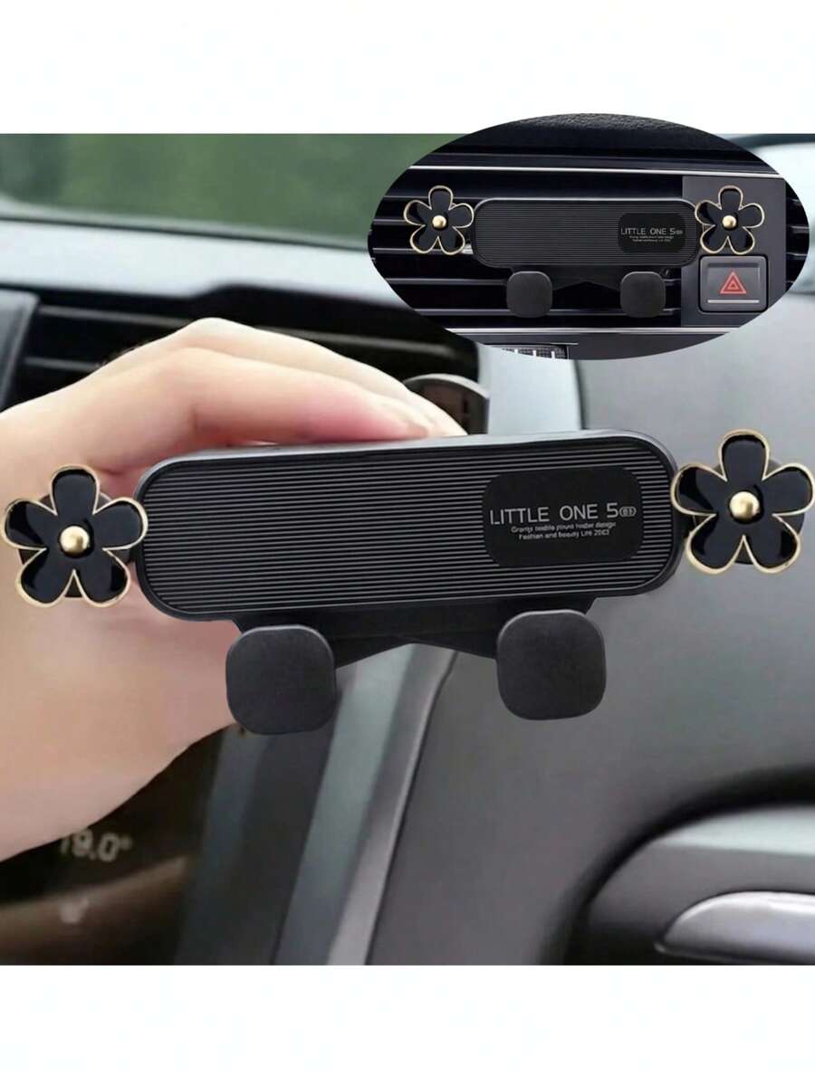 Car Phone Holder Drip Oil Flower Design Air Vent Mount Universal For Cars Horizontal & Vertical Navigation Bracket Stable Anti-Drop Auto-Locking - One Size Fits All - View 1