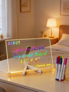 Magic Light Up Drawing Board For Kids, Acrylic Whiteboard With LED Light, Erasable Drawing Board With USB For Use As A Night Light In, Back To School - White - View 3