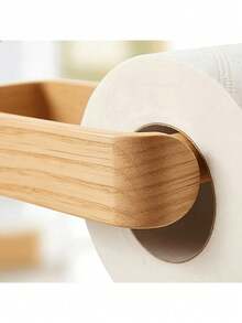 1pc Wooden Bathroom Towel Rack, Wall-Mounted Towel Rack, No Drilling Required, Suitable For Bathroom And Kitchen, Modern Style Wall-Mounted Towel Rack, Easy To Install - Multifunctional Rack - View 6