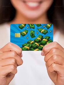 1 pieza Pegatina de tarjeta de crédito Wealth Rain con protección de privacidad, piel de tarjeta con diseño de dólares dispersos, material PVC anti-huellas, anti-arañazos y resistente al desgaste, funda de tarjeta, adecuada para hombres, mujeres, parejas, tarjeta con chip pequeño, pegatina de decoración de tarjeta bancaria, tarjeta de crédito, tarjeta de transporte, tarjeta de campus estudiantil personalizada DIY - Tipo A - Ver 3