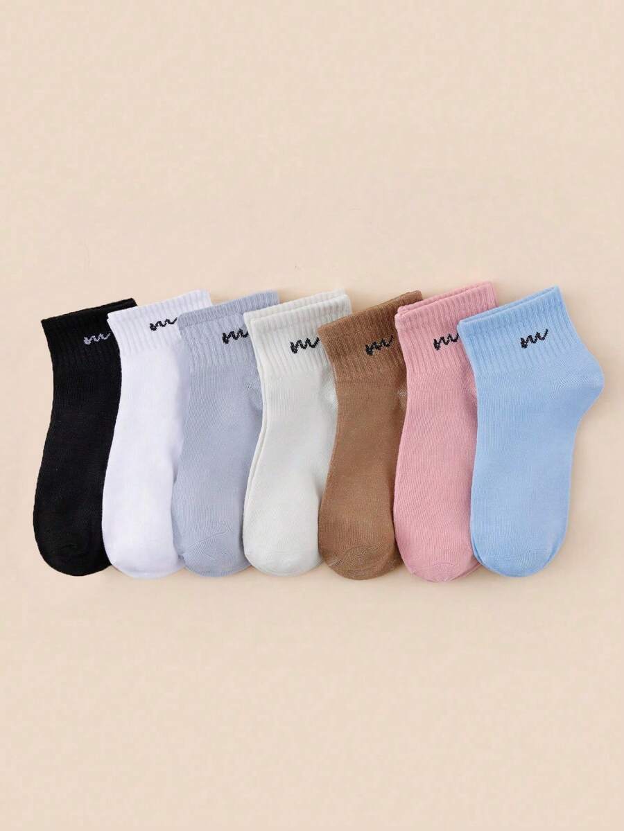 1/5/10/15/20 Pairs Women's Short Socks - Minimalist Colorful Letter Pattern - Comfortable Breathable Knit Spring/Summer Casual Daily Wear - Multicolor - View 1