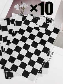 10 piezas Bolsas de regalo a cuadros blanco y negro, patrón de bandera a cuadros, adecuadas para bolsas de regalo de fiesta de cumpleaños, bolsas de regalo de fiesta con tema de carreras, bolsas de embalaje de recuerdos de fiesta y bolsas de almacenamiento de pequeños regalos - Talla única - Ver 7