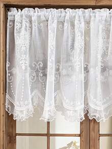 1PC Rod Pocket Window Decoration Short Sheer Curtain, Light Filtering French Style Window Sheer Curtain, Window Valance Half Curtain - White - View 19