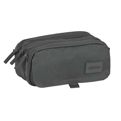 Safta | Large Triple Pencil Cases Basic School Organizers With Three Compartments And Zippers, 3 Zippered Compartments And Central Interior Pocket, One Size