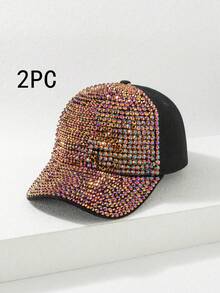 1 pieza Gorra de béisbol de protección solar para mujer con diamantes de imitación en color AB, Halloween - Multicolor - Ver 46