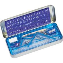 STAEDTLER 10-Piece Math Set With Metal Compass, 6" Ruler & Triangle Squares, 45° & 30/60° Set Squares, Alphabet Stencil - Measuring Tools - 10 Piece Set (Plastic Case) - View 4