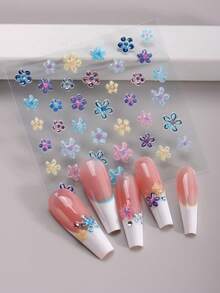 2pcs 5D Jelly Flower Nail Sticker, Colorful Sweet Cute Spring/Summer Nail Decal,Perfect For Women's Holiday DIY Manicures Nail Stickers - 彩色 - 查看 2