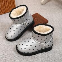 Children's Polka Dot Print Ankle Boots, Thick Fleece Lining For Warmth, Non-Slip Wear-Resistant Flat Sole, Versatile Winter Ankle Boots For Girls - Silver - View 7